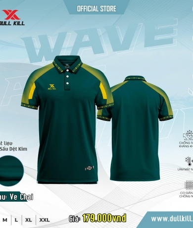 Áo thun Polo WAVE xanh xe chai